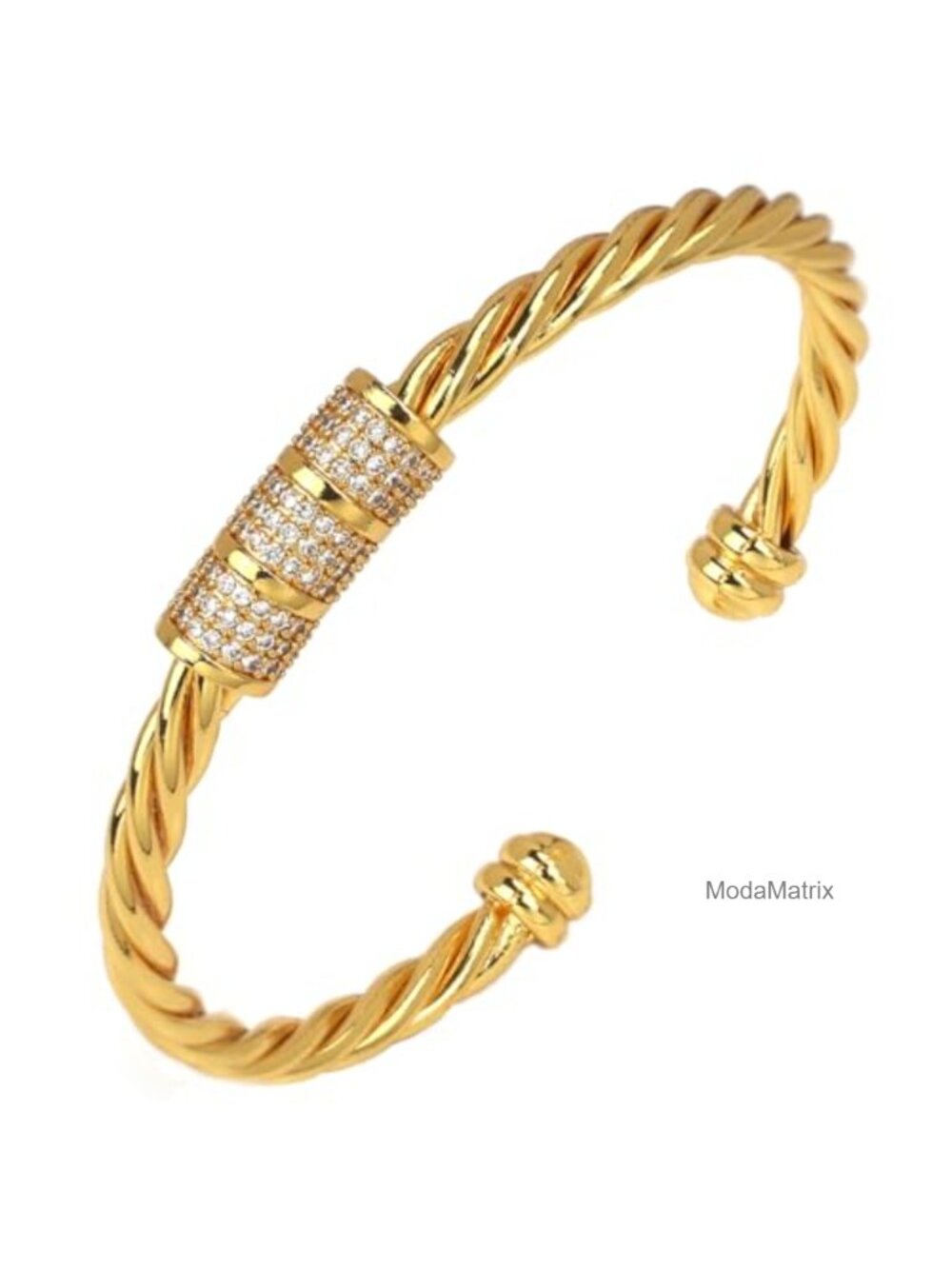 Cuff Bracelet for Women, Twisted Bangle, Faux Pearls & Sparkling Stones,